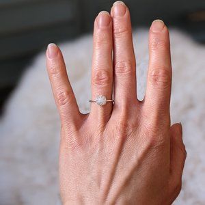 rainbow moonstone ring (June birthstone), sterling silver, size 5.5